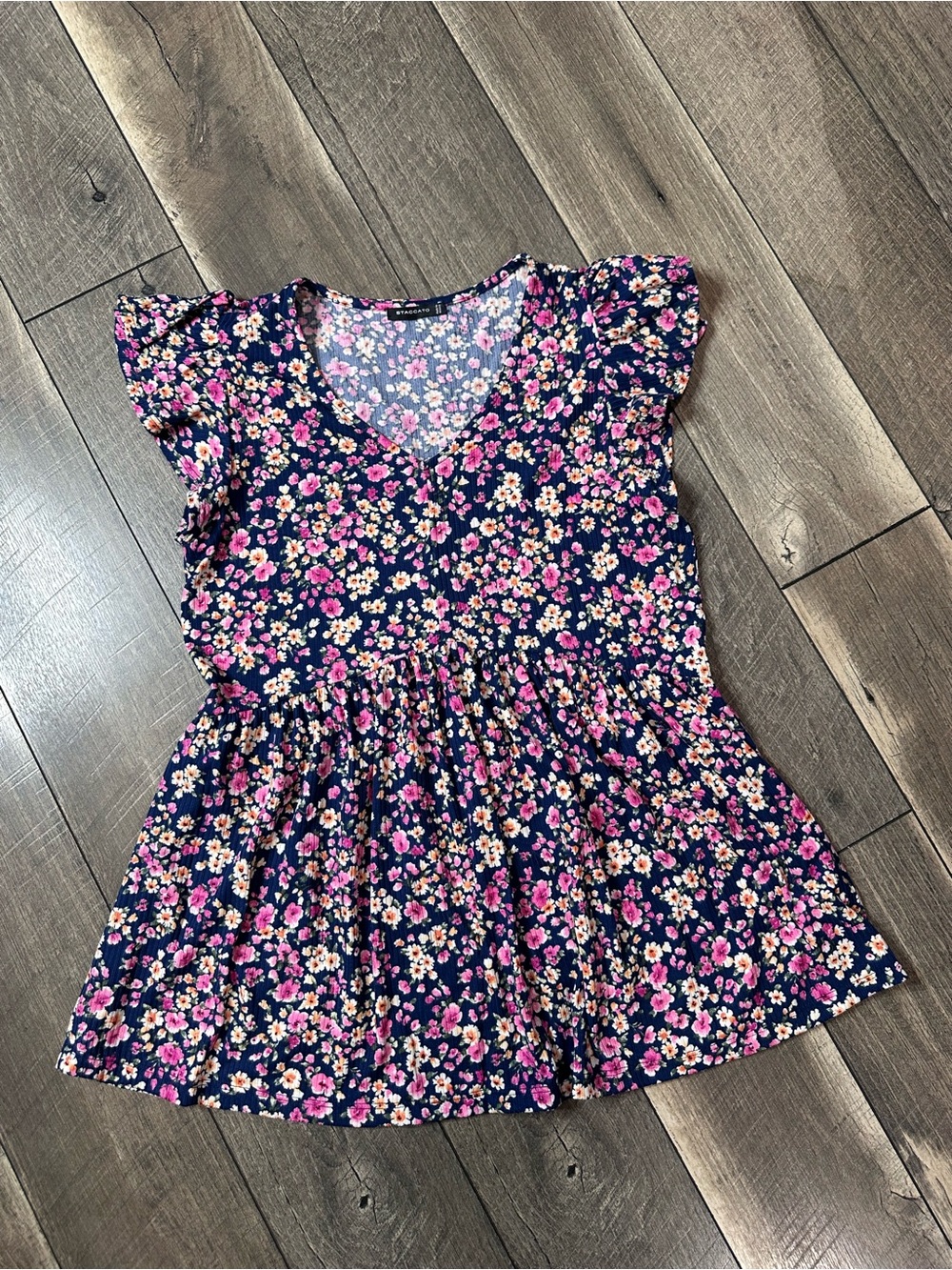 Staccato Floral Short Sleeve Top